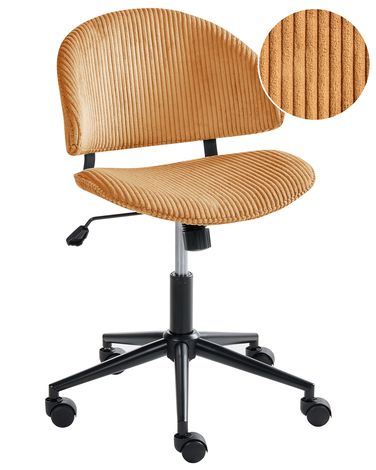 Chaise de bureau KIANA Velours côtelé Orange
