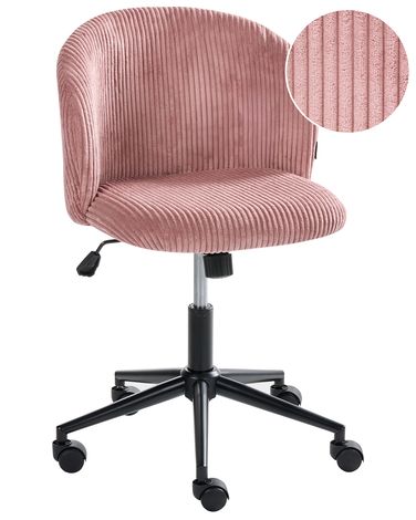 Chaise de bureau MILES Velours côtelé Rose