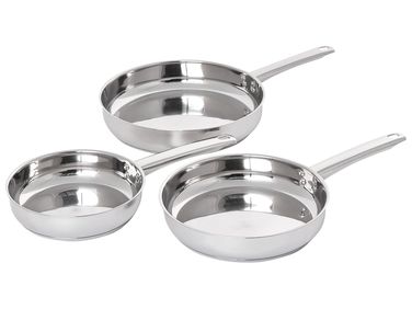 Ensemble de 3 poêles à frire PRIMECOOK Acier inox Argenté