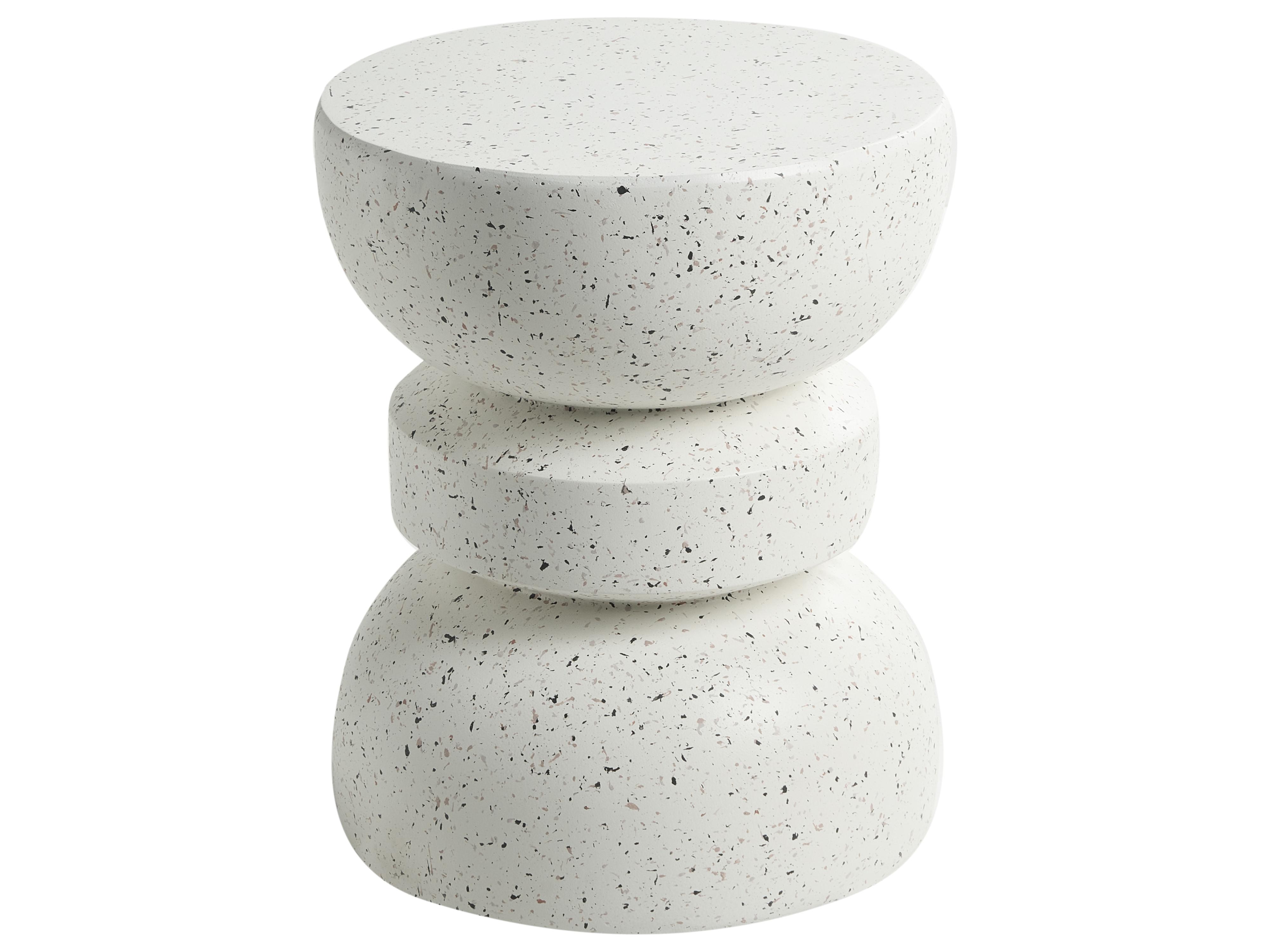 Bijzettafel FALIRO 37 cm 37 cm Terrazzo-effect Wit terrazzo