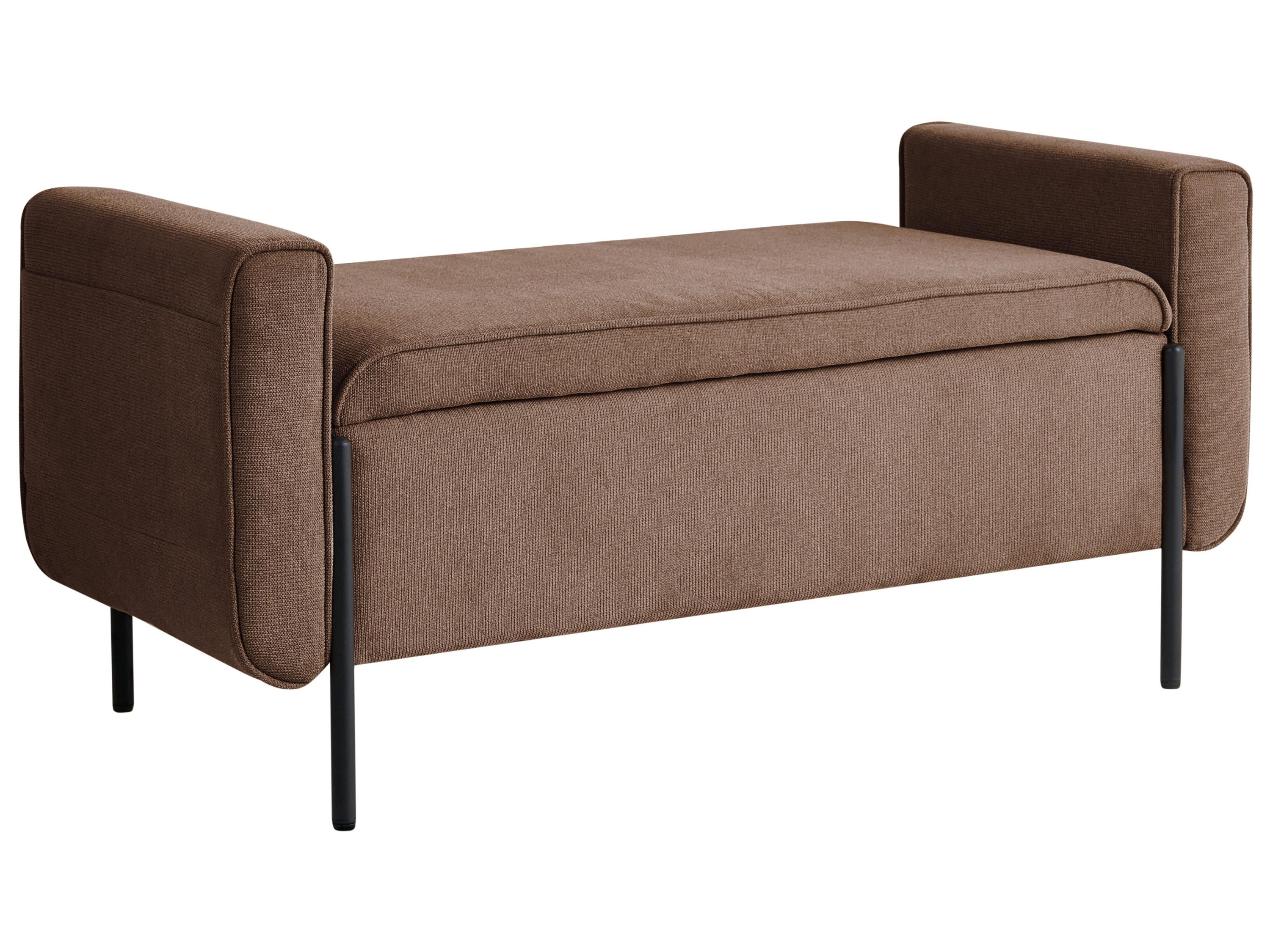 Banc de rangement rembourré LEWES Tissu Marron