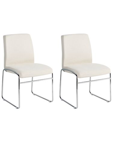 Set van 2 eetkamerstoelen LECCO Stof Lichtbeige