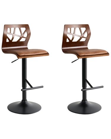 Set van 2 barstoelen PETERSBURG Kunstleer Bruin/zwart