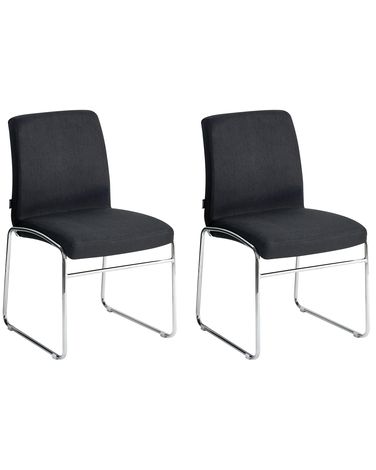 Set van 2 eetkamerstoelen LECCO Stof Zwart