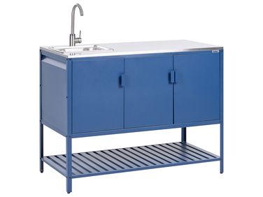 Meuble de cuisine d'extérieur avec évier MAENZA Métal Bleu