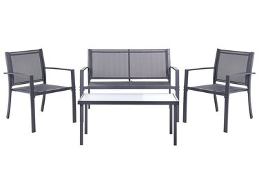 Ensemble de salon de jardin avec table 4 places TAVOLETO Métal Gris foncé