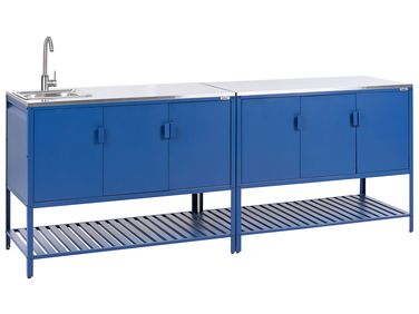 Cuisine d'extérieur 2 pièces avec évier MAENZA Métal Bleu