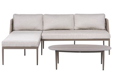 Ensemble de canapés d'angle de jardin 3 places LEFFE Côté droit Métal Beige