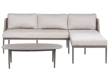 Ensemble de canapés d'angle de jardin 3 places LEFFE Côté gauche Métal Beige