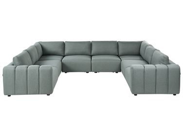 Modular U-Shape Sofa 8 Seater KIVVIK Fabric Green