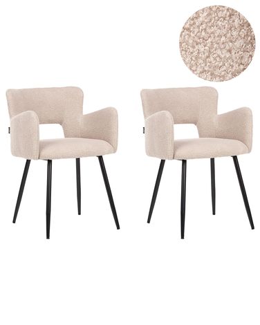 Set van 2 eetkamerstoelen SANILAC Bouclé Beige