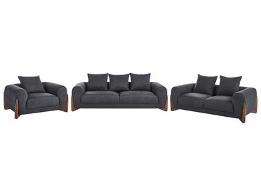Living Room Set 6 Seater VINLIDEN Black