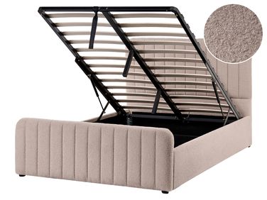 Ottoman Bed Boucle LUNAN 120 x 200 cm (EU Small Double) Beige