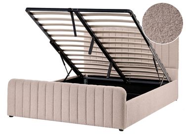 Bed met opbergruimte Bouclé LUNAN 140 x 200 cm Beige