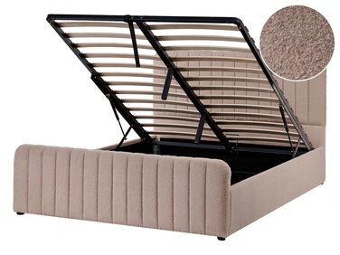 Ottoman Bed Boucle LUNAN 140 x 200 cm (EU Double) Taupe