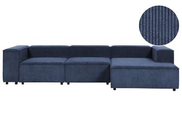 Canapé d'angle modulable 4 places ARDAL Velours côtelé Bleu foncé Côté gauche
