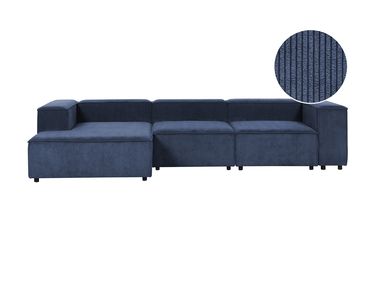 Canapé d'angle modulable 4 places ARDAL Velours côtelé Bleu foncé Côté droit