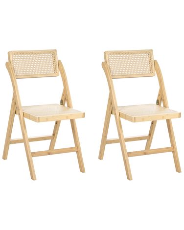 Set van 2 eetkamerstoelen inklapbaar MODANE Bamboe Lichtbruin
