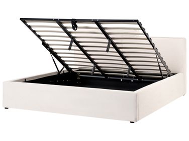 Bed met opbergruimte Stof LAGARDE 180 x 200 cm Gebroken wit