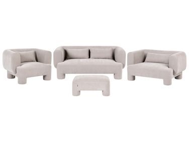 Ensemble de salon 6 places HOGBO Tissu Beige avec ottoman