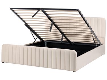 Bed met opbergruimte Fluweel LUNAN 180 x 200 cm Beige