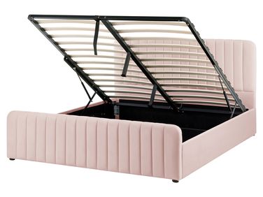 Bed met opbergruimte LUNAN 160 x 200 cm Pastelroze