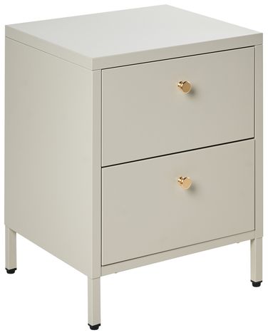 2 Drawer Bedside Table KYLEA Metal Light Beige