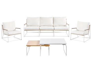 Ensemble de canapés de jardin 5 places VENARIA avec tables Métal Beige/blanc