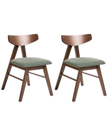 Set van 2 eetkamerstoelen LACOTA Hout Bruin/groen