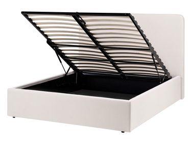 Bed met opbergruimte Stof BRENON 140 x 200 cm Lichtbeige