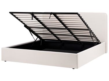 Bed met opbergruimte Stof BRENON 180 x 200 cm Lichtbeige