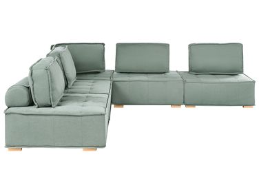 Canapé d'angle modulable 5 places TIBRO Tissu Vert clair Côté droit
