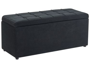 Storage Ottoman OREM Fabric 100 cm 40 cm Black