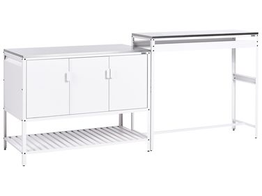 2 Piece Outdoor Kitchen Set with Bar Table MAENZA Metal White