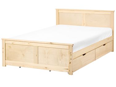 Bed met 4 lades Dennenhout DAUPHIN 120 x 200 cm Lichtbruin
