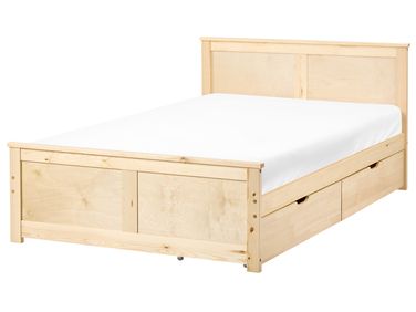 Bed met 2 lades Dennenhout DAUPHIN 120 x 200 cm Lichtbruin