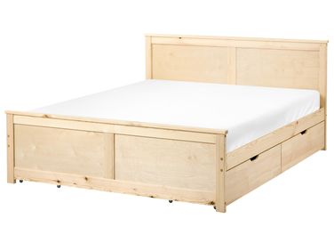 Bed met 4 lades Dennenhout DAUPHIN 140 x 200 cm Lichtbruin