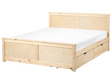 Bed met 2 lades Dennenhout DAUPHIN 140 x 200 cm Lichtbruin