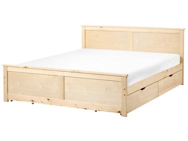 Bed met 4 lades Dennenhout DAUPHIN 160 x 200 cm Lichtbruin