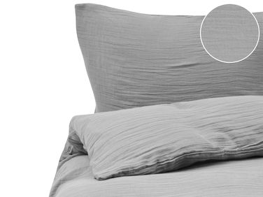 Ensemble de housses de couette SUMNER Mousseline de coton 200 x 200 cm Gris clair