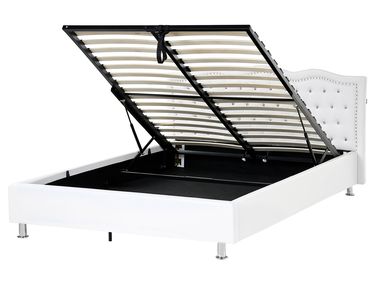 Bed met opbergruimte Kunstleer METZ 160 x 200 cm Wit