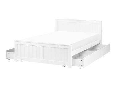 Bed met 4 lades Dennenhout SABRAN 120 x 200 cm Wit