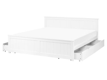 Bed met 4 lades Dennenhout SABRAN 160 x 200 cm Wit