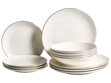 12-delige serviesset CUMIN Porselein Gebroken wit/goud