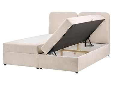 Boxspring met opbergruimte Stof CHANCELLOR 160 x 200 cm Lichtbeige