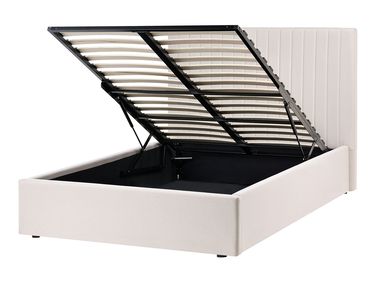 Bed met opbergruimte Stof VION 120 x 200 cm Lichtbeige