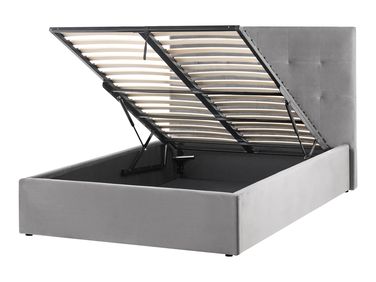 Bed met opbergruimte Fluweel LORIENT 120 x 200 cm Grijs