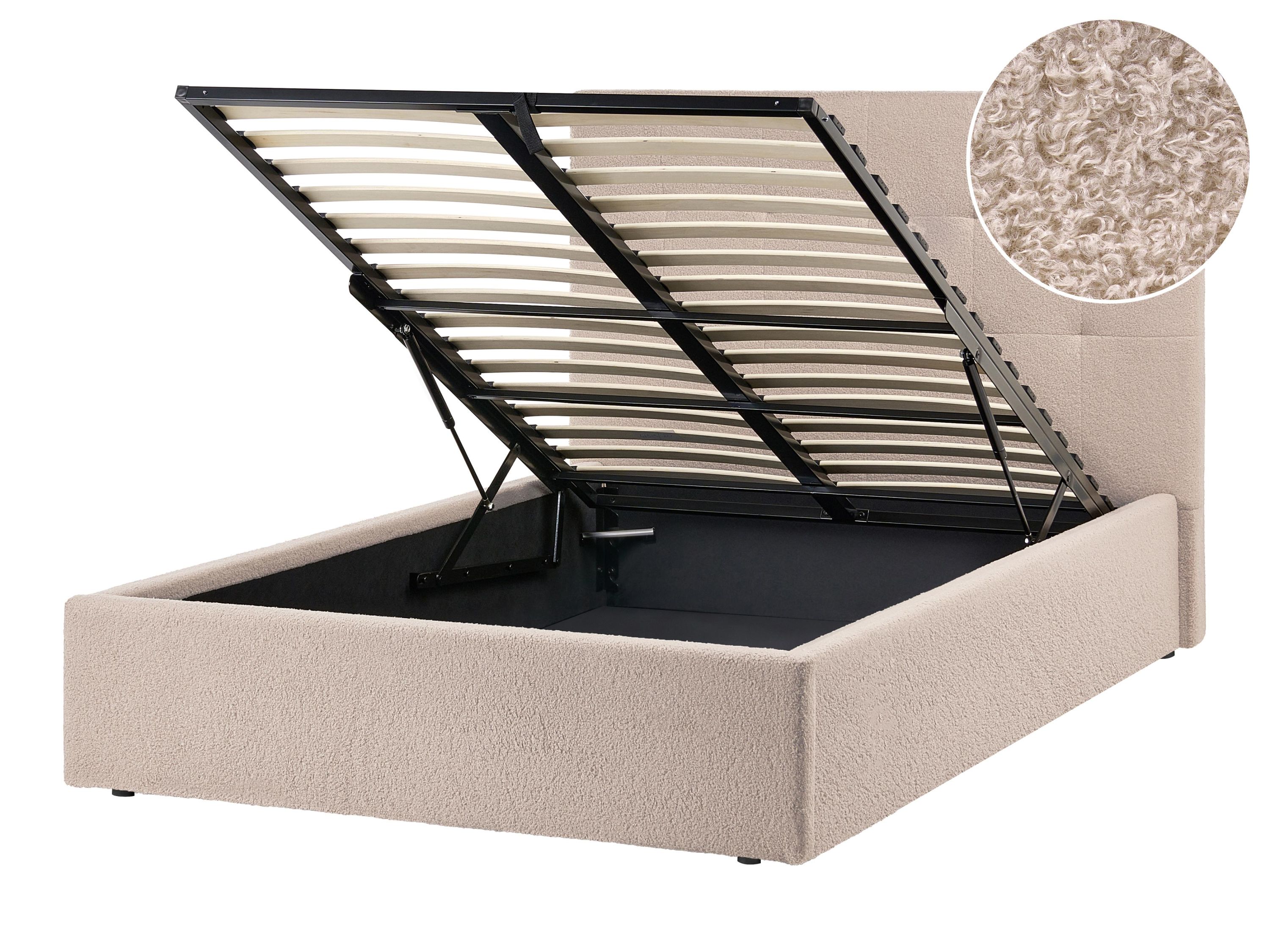 Bed met opbergruimte Bouclé LORIENT 120 x 200 cm Beige