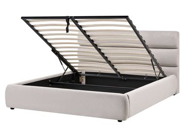 Bed met opbergruimte Kunstlinnen BONIFACIO 160 x 200 cm Grijs