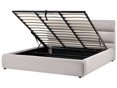Bed met opbergruimte Kunstlinnen BONIFACIO 180 x 200 cm Grijs
